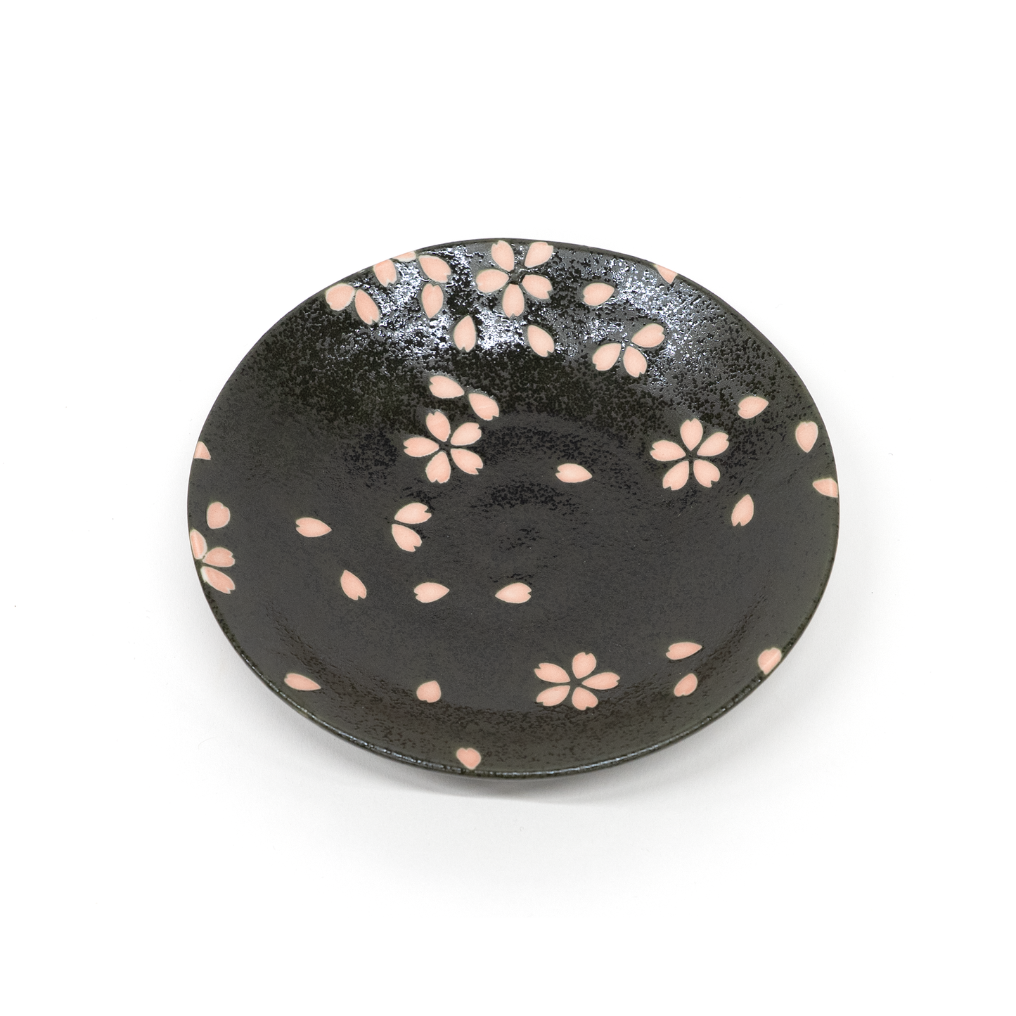 Minoyaki Medium Plate Sakura Fubuki Black