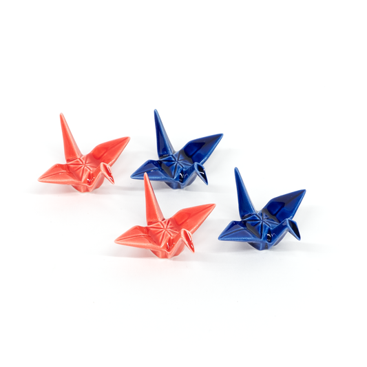 Chopstick Rest Orizuru (Crane) Red and Blue 4pcs